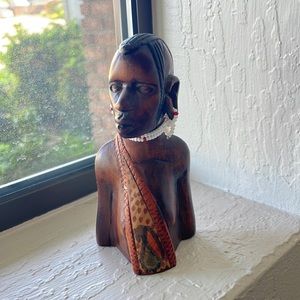 African wooden figurine hand sculptured vintage